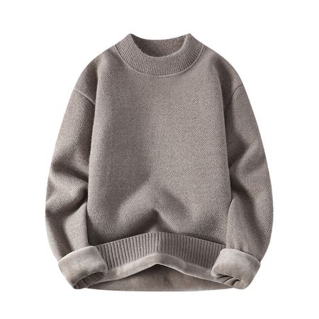 Men's Turtleneck Sweater Fleece-lined Thickened Solid Color Warm Knitted Base Layer